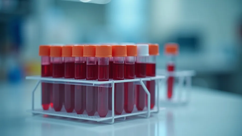 Tubes de prélèvement sanguin dans un laboratoire d’analyses médicales